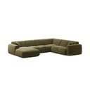 Šviesiai žalios spalvos kampinė sofa iš velveto („U“ formos) Molino – Micadoni 