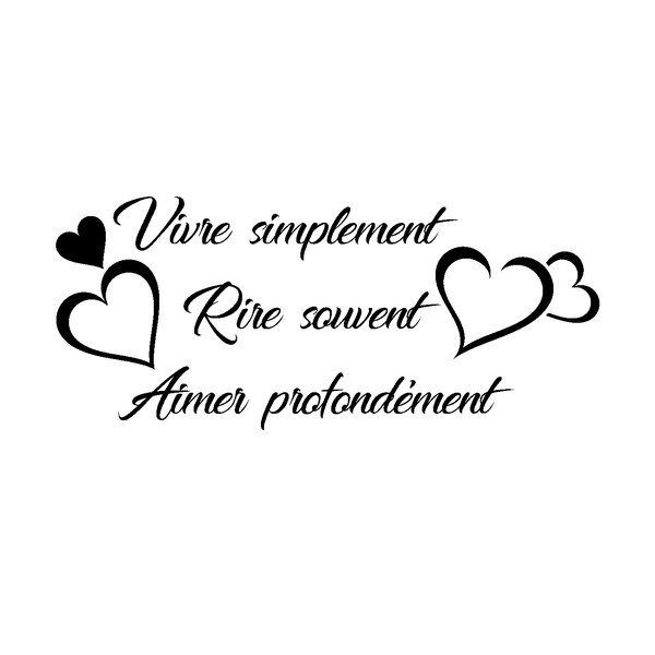Juodas lipdukas Ambiance Citata Vivre Simplement-image-1