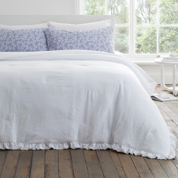 Lovatiesė baltos spalvos dvigulei lovai 220x230 cm Soft Washed Frill – Bianca