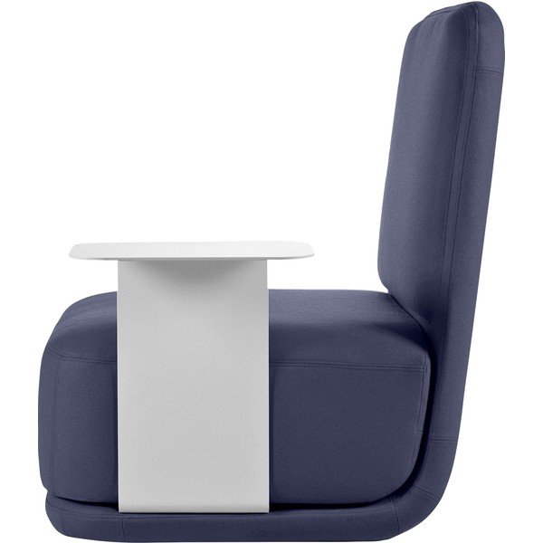 Tamsiai mėlynas fotelis su baltu metaliniu staliuku Softline Standby High + Side Table