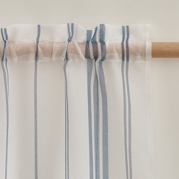 Baltos spalvos iš šydo permatoma užuolaida 140x229 cm Harbour Stripe – Catherine Lansfield-image-2