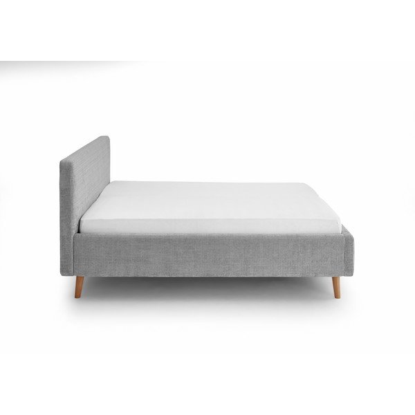 Pilkos spalvos dvigulė lova audiniu dengta be grotelių 160x200 cm Mattis – Meise Möbel-image-3