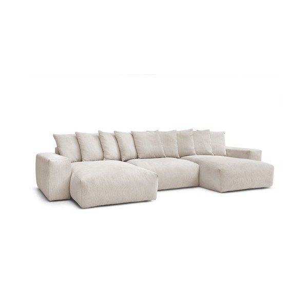 Iš kordinio velveto kampinė sofa kreminės spalvos Voltaire – Bobochic Paris-image-1
