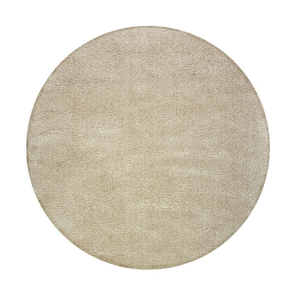 Skalbiamas iš perdirbto pluošto apvalios formos kilimas smėlio spalvos 133x133 cm Fluffy – Flair Rugs