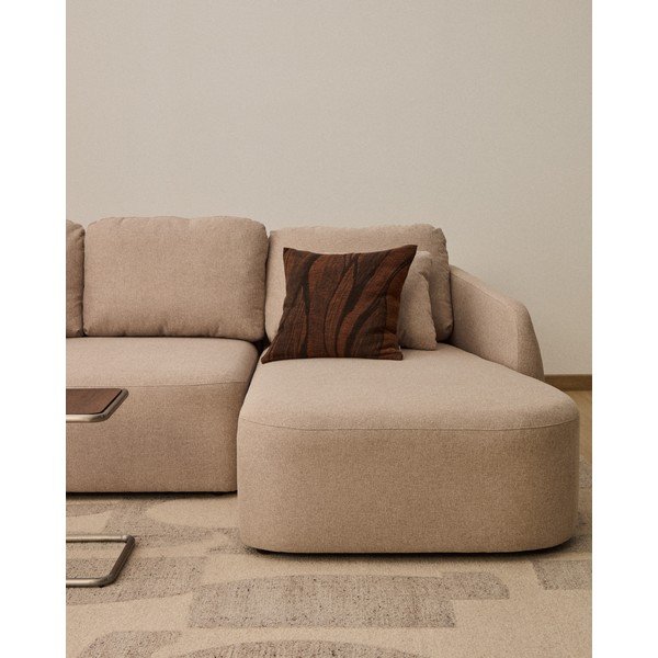 Smėlio spalvos sulankstoma kampinė sofa iš šenilinio audinio (su kairiuoju kampu/su gultu) Laira – Kave Home-image-4