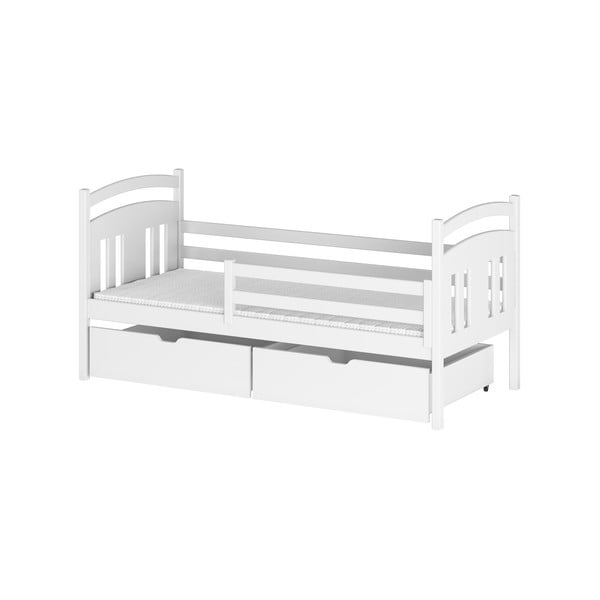 Balta vaikiška lova iš pušies medienos su daiktadėže 90x190 cm Kate - Lano Meble