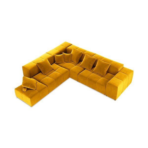 Geltono aksomo kampinė sofa (kintama) Rome Velvet - Cosmopolitan Design-image-3