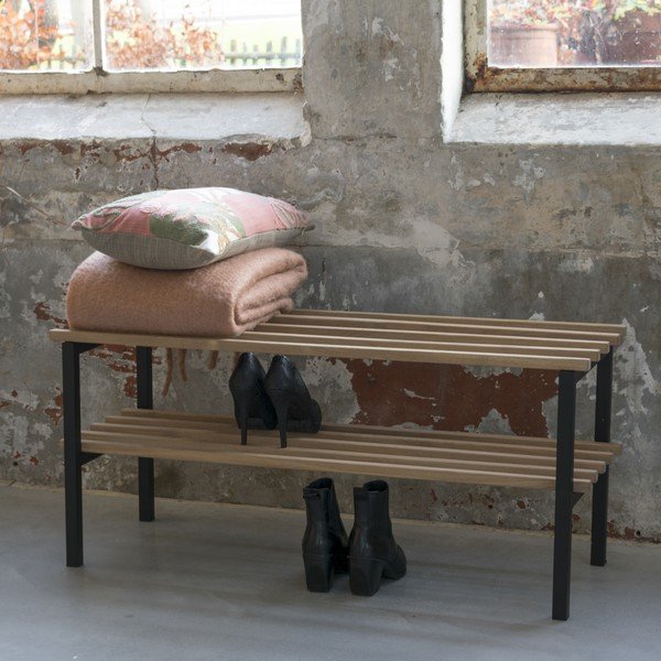 Juodos spalvos/natūralios spalvos iš metalo spintelė batams 100x45x34 cm Rizzoli – Spinder Design-image-4