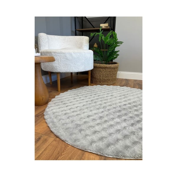 Skalbiamas apvalios formos kilimas pilkos spalvos ø 200 cm Bubbly – Oyo Concept-image-3