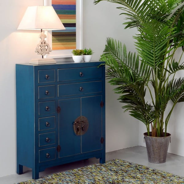 Aukšta šoninė spintelė mėlynos spalvos 73x90 cm Oriente – Ixia-image-1