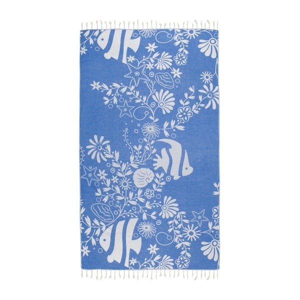 Mėlynas hamamo rankšluostis Kate Louise Helene, 165 x 100 cm