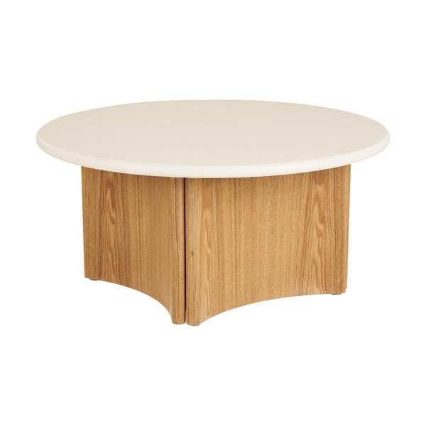 Baltos spalvos/natūralios spalvos apvalios formos kavos staliukas su betoniniu stalviršiu ø 80 cm Motril – House Nordic-image-4