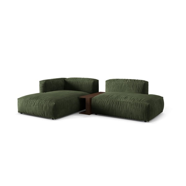 Žalios spalvos iš velveto modulinė kampinė sofa (su kairiuoju kampu/su gultu) Martina – Micadoni -image-2