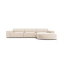 Smėlio spalvos aksominė kampinė sofa (dešinysis kampas) Jodie - Micadoni Home