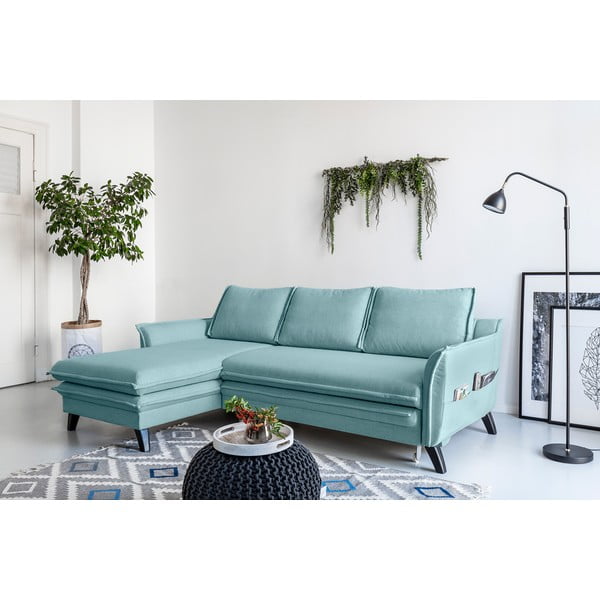 Šviesiai mėlyna sofa-lova Miuform Charming Charlie, kairysis kampas-image-3