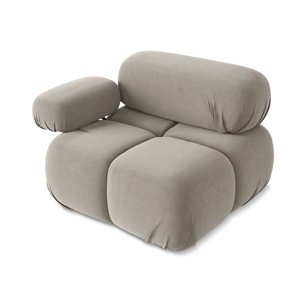 Smėlio spalvos iš velveto modulinė sofos dalis (su kairiuoju kampu) Lokua – Makamii-image-4