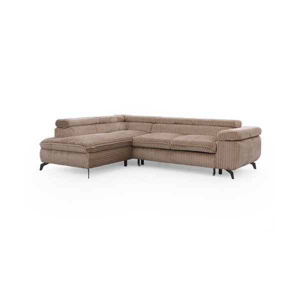 Rudos spalvos kampinė sofa iš kordinio velveto (su kairiuoju kampu/„L“ formos) Marbeya  – Ropez-image-2