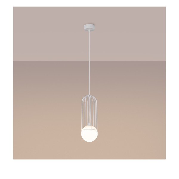 Baltos spalvos kabantis šviestuvas su stiklo gaubtu Belinda – Sollux-image-2