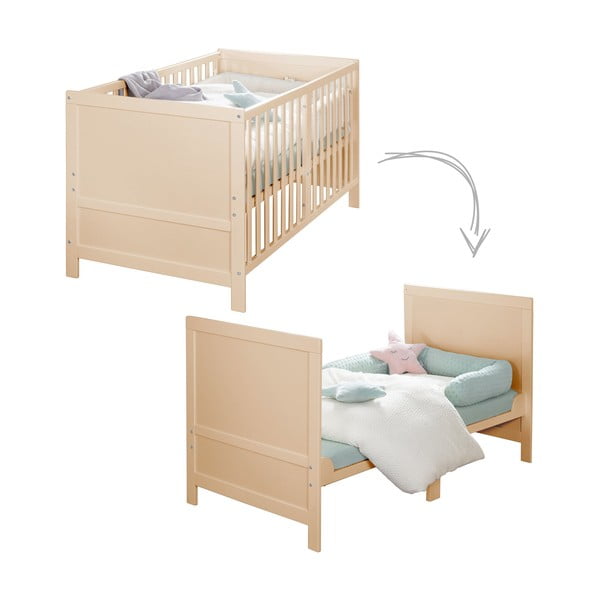 Natūralios spalvos vaikiška lovelė reguliuojamas aukštis 70x140 cm Easy Sleep – Roba-image-4
