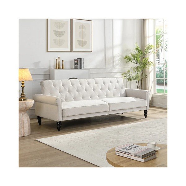 Kreminės spalvos reguliuojama/sulankstoma sofa 222 cm Tyne – Støraa-image-1