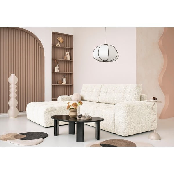 Kreminės spalvos sulankstoma/su sandėliavimo vieta modulinė kampinė sofa (su kairiuoju kampu) Lulu – Miuform-image-1