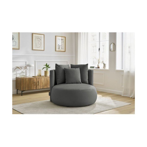 Šviesiai pilkos spalvos krėslas iš velveto Cesar – Bobochic Paris-image-1