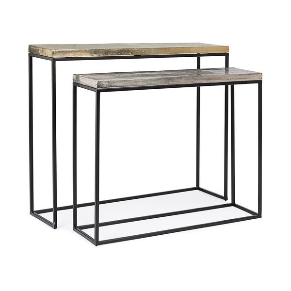 Iš metalo konsoliniai staliukai 2 vnt. 29x99 cm Amira – Bizzotto