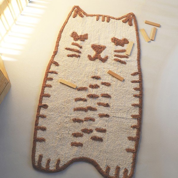 Skalbiamas/rankų darbo iš medvilnės vaikiškas kilimas kreminės spalvos 65x120 cm Little Charlie – Nattiot-image-1