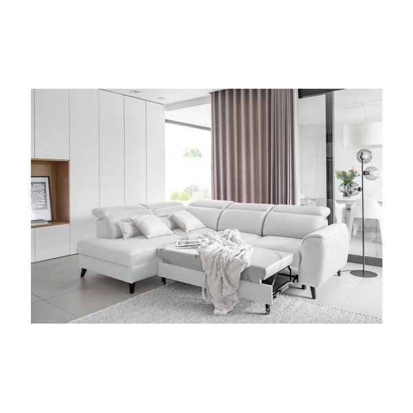 Baltos spalvos iš velveto sulankstoma/su sandėliavimo vieta kampinė sofa (su kairiuoju kampu/„L“ formos) Noble – ELTAP-image-4