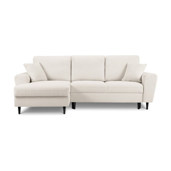 Smėlio spalvos iš boucle sulankstoma/su sandėliavimo vieta kampinė sofa (su kairiuoju kampu/su gultu) Kyoto – Cosmopolitan Design