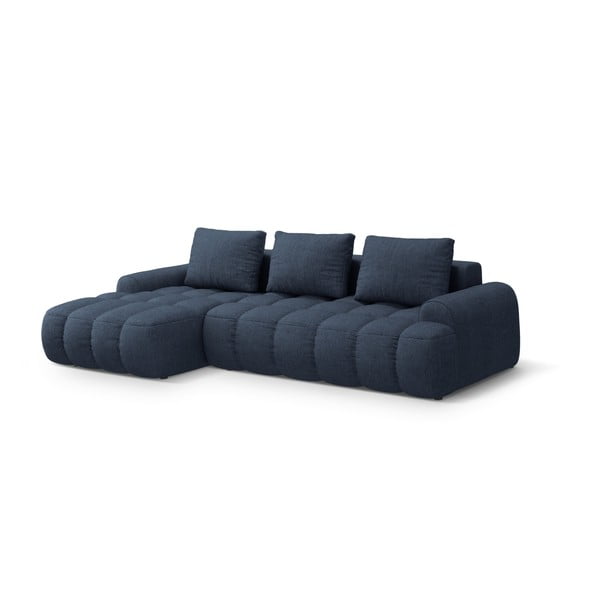 Tamsiai mėlynos spalvos sulankstoma/su sandėliavimo vieta kampinė sofa (su kairiuoju kampu/su gultu) Linz – Cosmopolitan Design-image-2