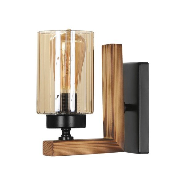 Sieninė lempa juodos spalvos/natūralios spalvos Linda – Opviq lights