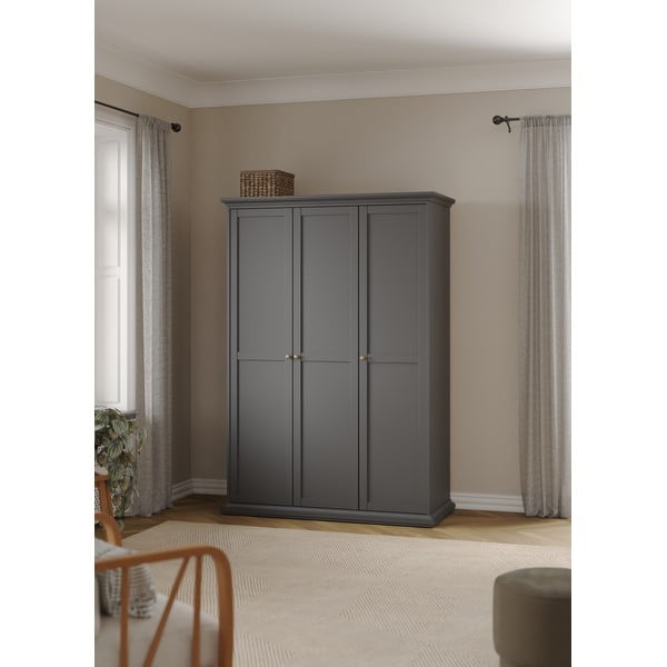 Drabužių spinta pilkos spalvos 139x201 cm Paris – Tvilum-image-1