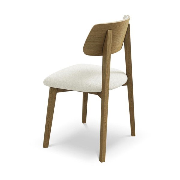 Kreminės spalvos iš medienos masyvo valgomojo kėdė Niu – Makamii-image-3