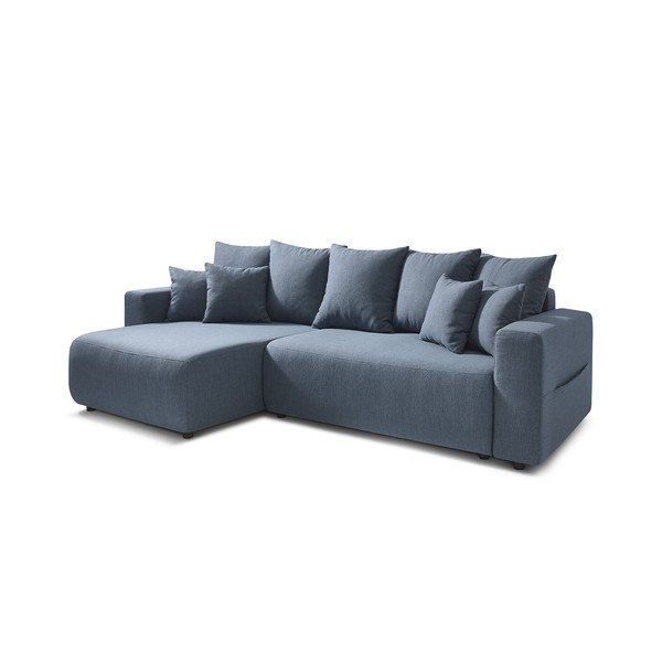 Mėlyna dvipusė kampinė sofa-lova Bobochic Paris Envy-image-4