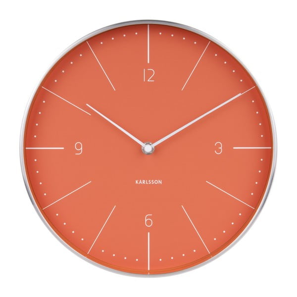 Šviesiai raudonas sieninis laikrodis su sidabrinėmis detalėmis Karlsson Normann, ⌀ 28 cm