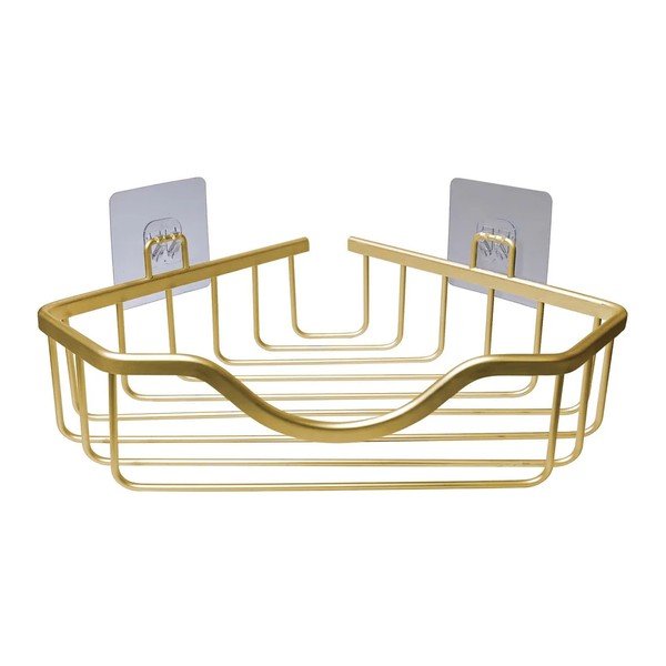 Su montavimu be gręžimo/kampinė auksinės spalvos vonios lentyna Filaire Aluminium – douceur d'intérieur