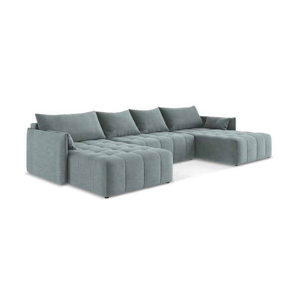 Mėlynos spalvos sulankstoma/su sandėliavimo vieta kampinė sofa („U“ formos) Moku – Makamii-image-2