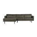 Pilkos spalvos iš dirbtinės odos kampinė sofa (su kairiuoju kampu/su gultu) Rodeo – WOOOD