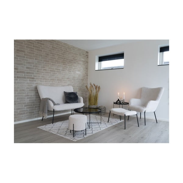 Iš boucle sofa baltos spalvos 128 cm Glasgow – House Nordic-image-4