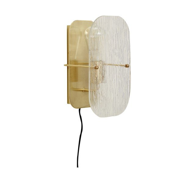 Žalvario spalvos sieninė lempa su kištuku Ruffle – Hübsch