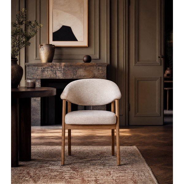 Kreminės spalvos iš ąžuolo masyvo valgomojo kėdžių komplektas su porankiais 2 vnt. Elk – Unique Furniture-image-3