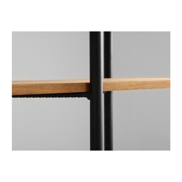 Juodos spalvos knygų spinta su ąžuolinėmis lentynomis Custom Form Rave, aukštis 150 cm-image-4