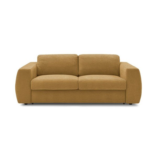Garstyčių spalvos sofa miegojimui/sulankstoma iš šenilinio audinio 220 cm Hugo – Bobochic Paris