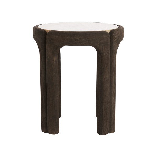 Apvalios formos šoninis stalas su akmens stalviršiu ø 45 cm Ali – Light & Living-image-2
