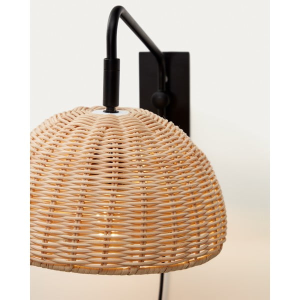 Sieninė lempa juodos spalvos/natūralios spalvos ø 23 cm Damila – Kave Home-image-2