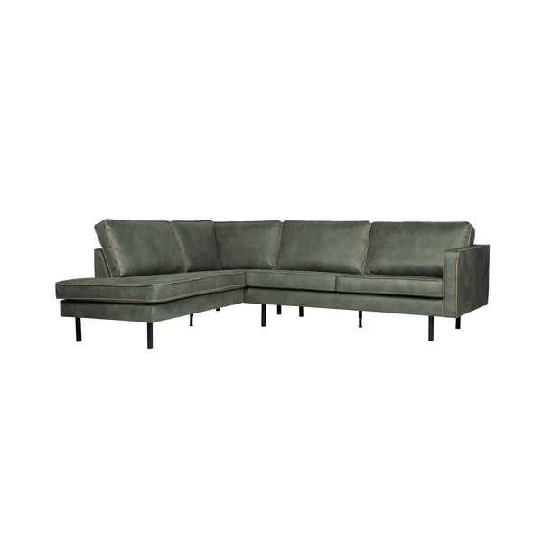 Žalios spalvos iš dirbtinės odos kampinė sofa (su kairiuoju kampu/„L“ formos) Rodeo – WOOOD-image-2