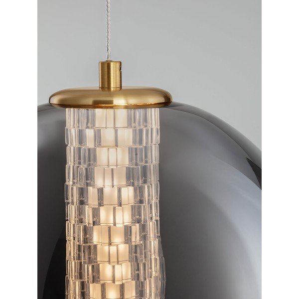 Pilkos spalvos iš metalo kabantis šviestuvas LED ø 22 cm su stiklo gaubtu Navi – Nova Luce-image-2