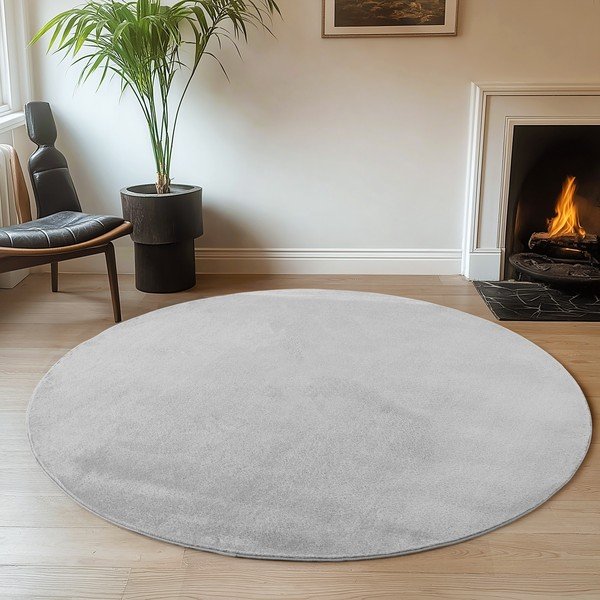 Skalbiamas šviesiai pilkos spalvos apvalios formos kilimas ø 160 cm Joy – Ayyildiz Carpets-image-1