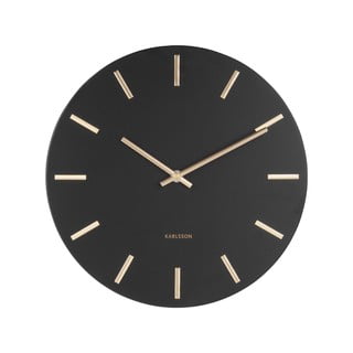 Juodas sieninis laikrodis su aukso spalvos rodyklėmis Karlsson Charm, ø 30 cm